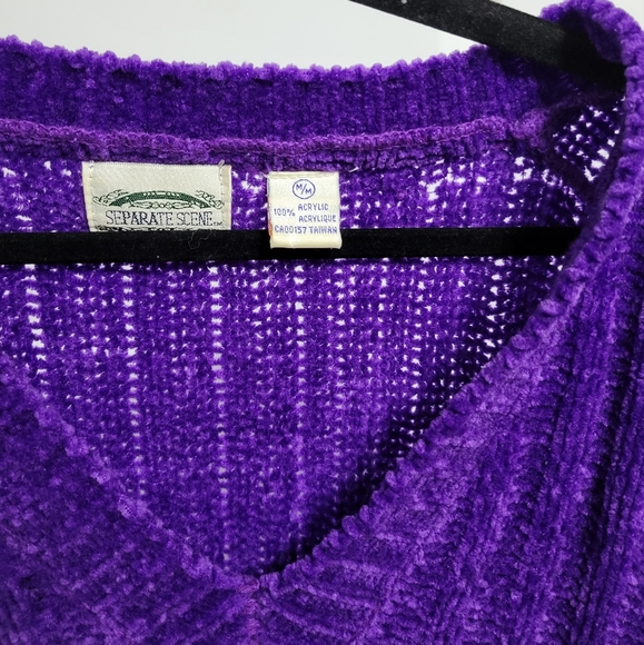 VINTAGE SEPARATE SCENE Oversized Purple Chenille Sweater - Picture 7 of 7